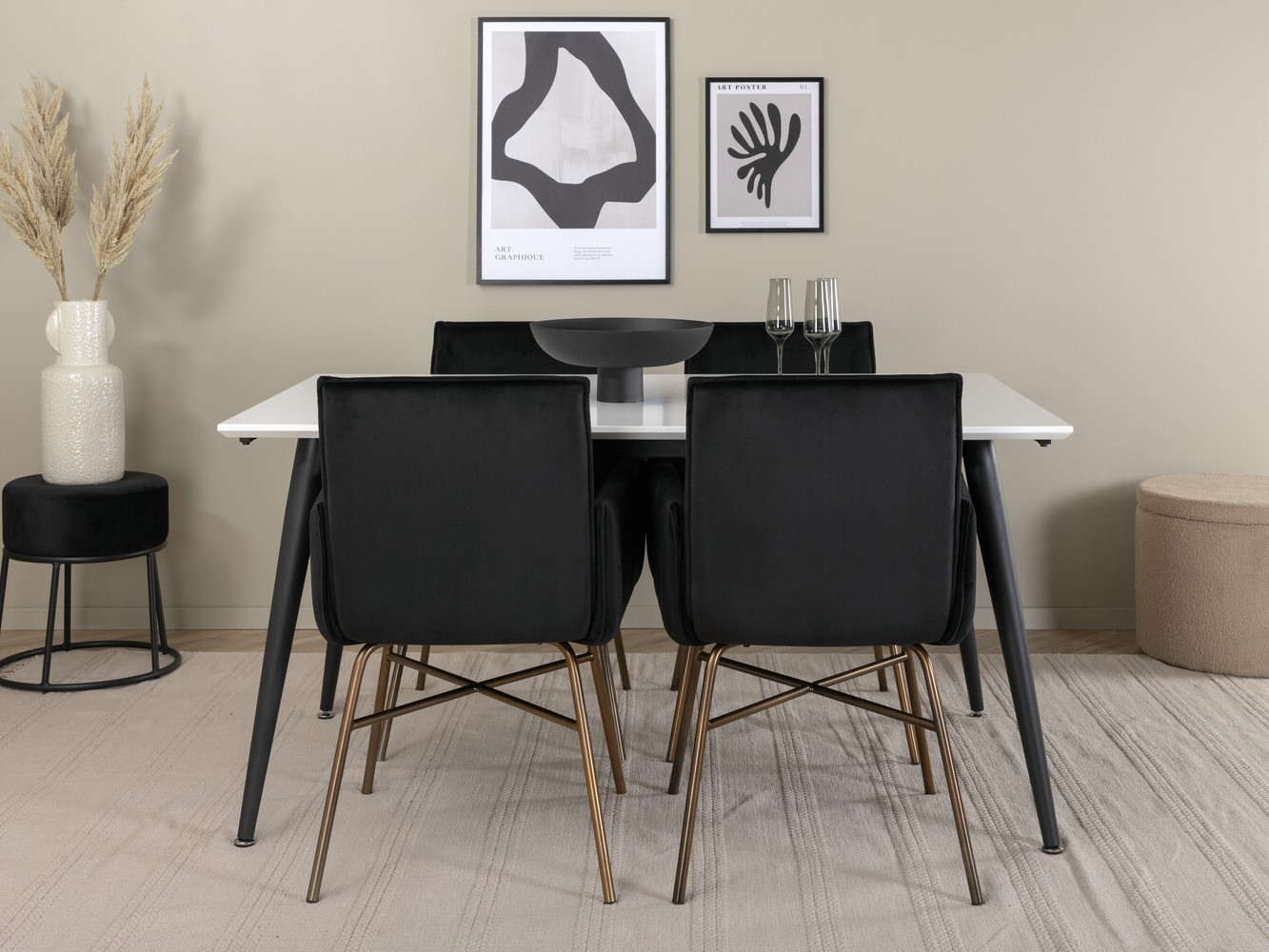 Salle à manger complète Dallas 2734 (Noir + Cuivre)