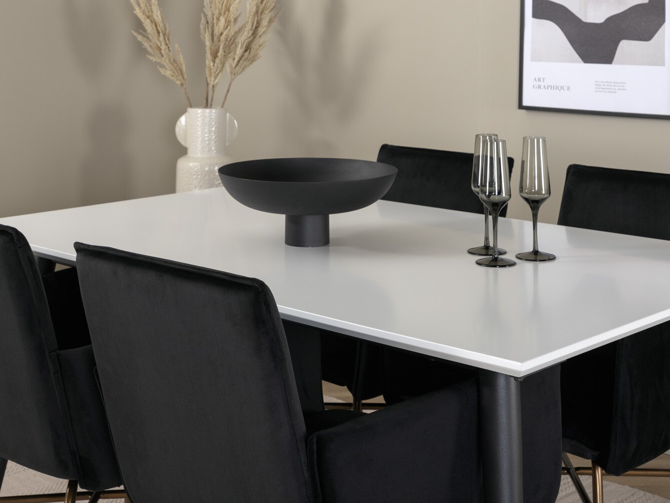 Salle à manger complète Dallas 2734 (Noir + Cuivre)
