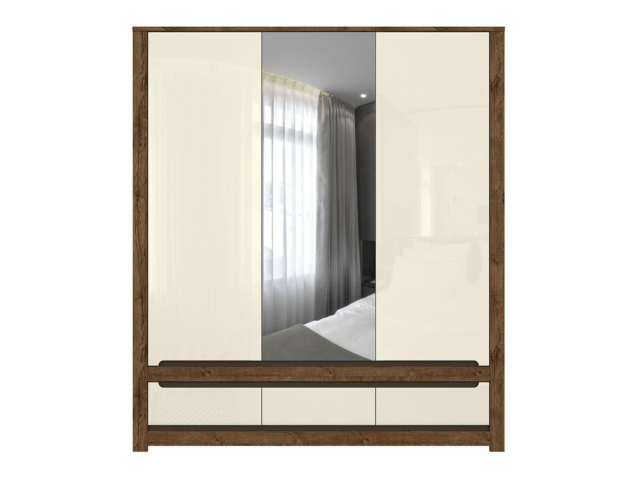 Armoire Ophevaru 114 (Crème brillante + April chêne)