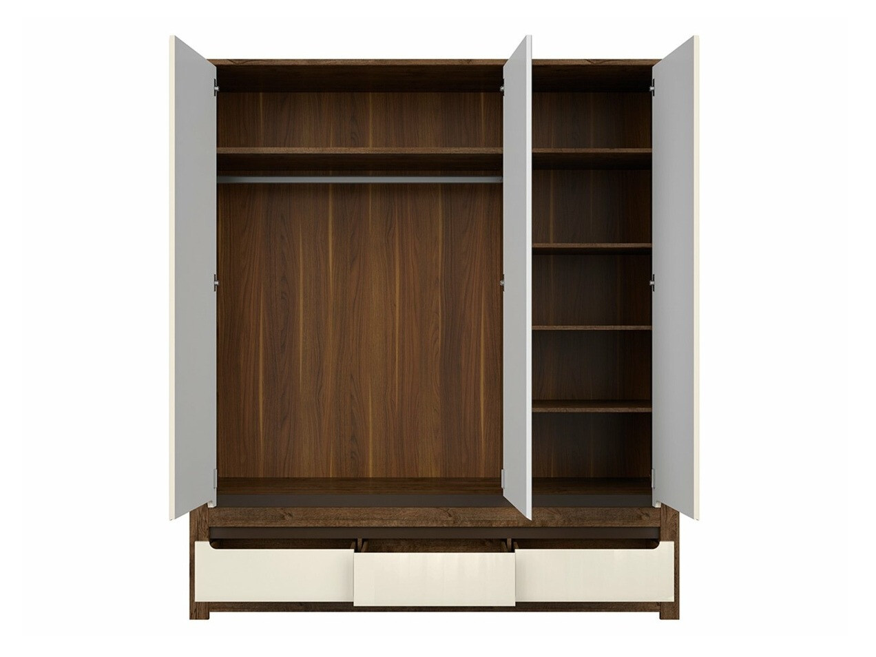 Armoire Ophevaru 114 (Crème brillante + April chêne)