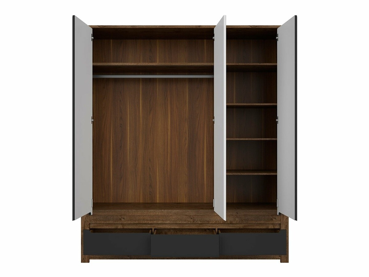 Armoire Ophevaru 119 (Noir mat + April chêne)