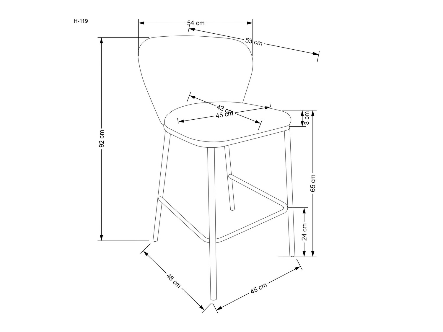 Chaise de bar mi-hauteur Houston 1510