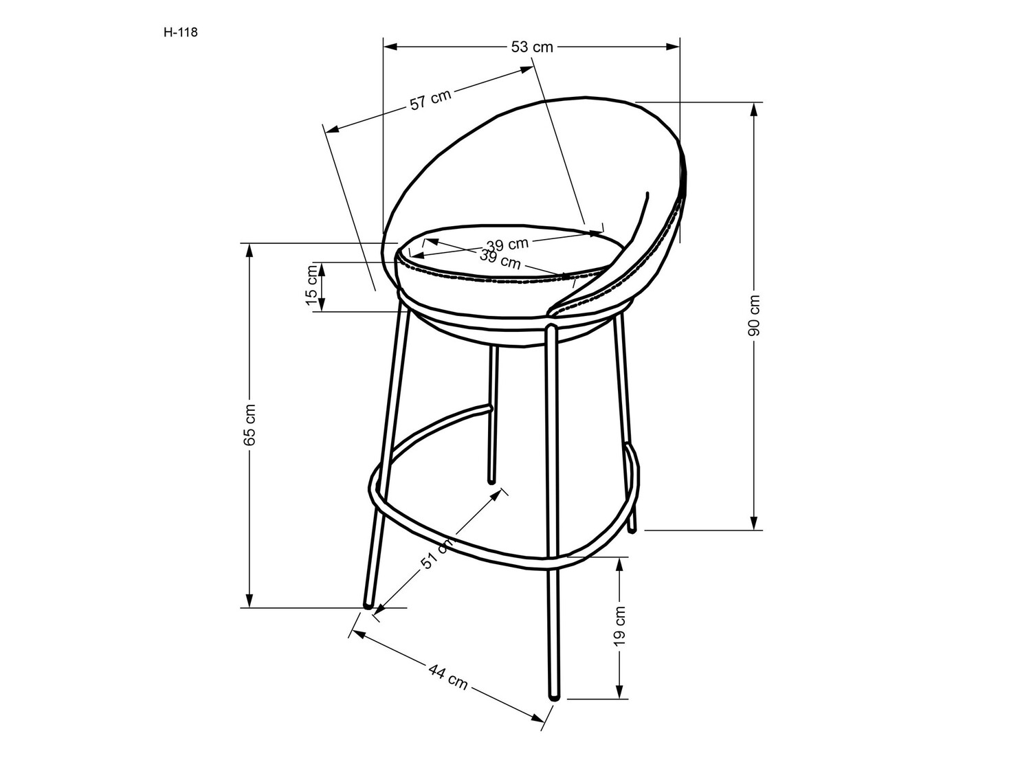 Chaise de bar mi-hauteur Houston 1515 (Gris)
