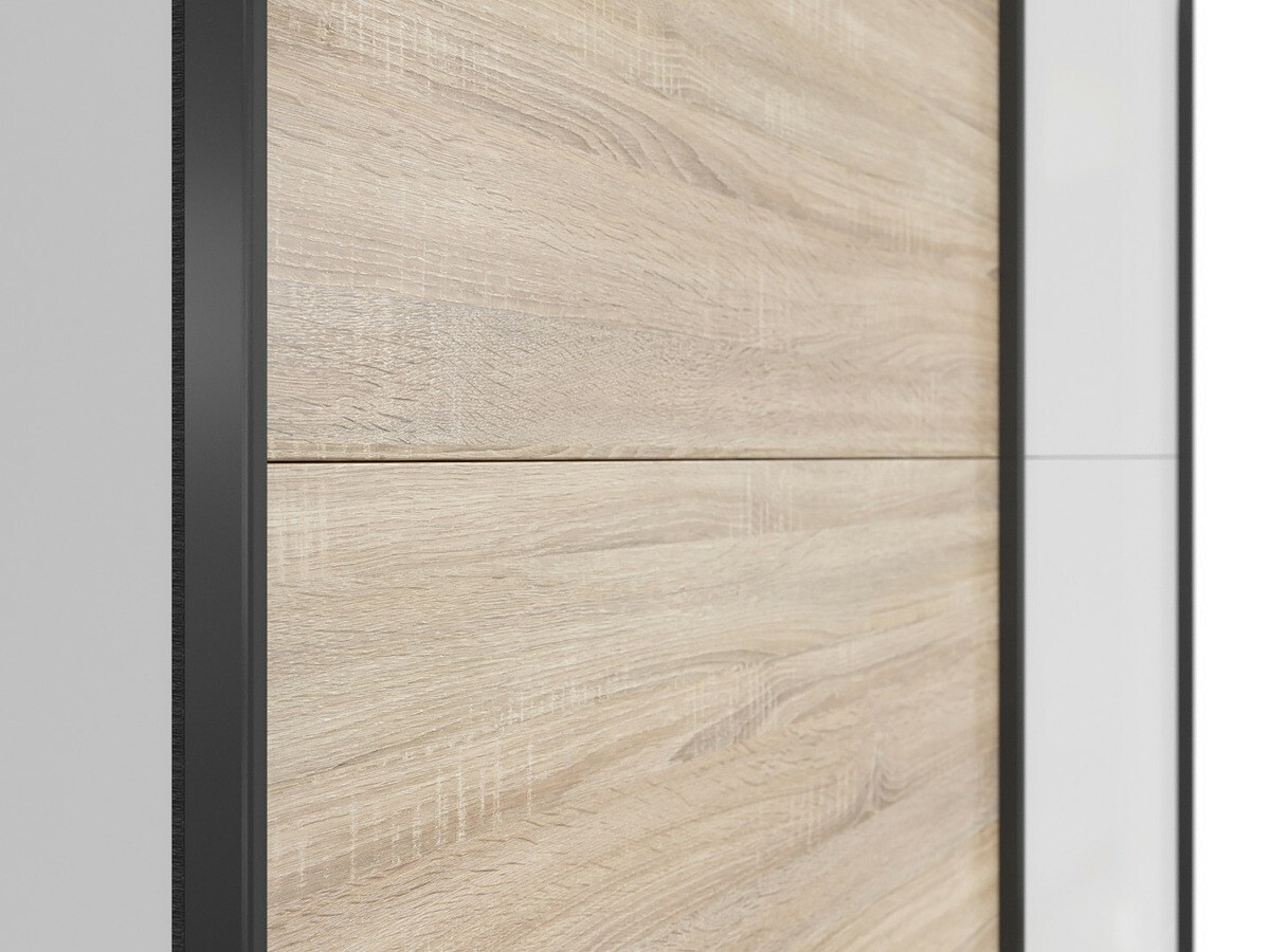 Armoire Livevaro 117 (Blanc brillant + Sonoma chêne)