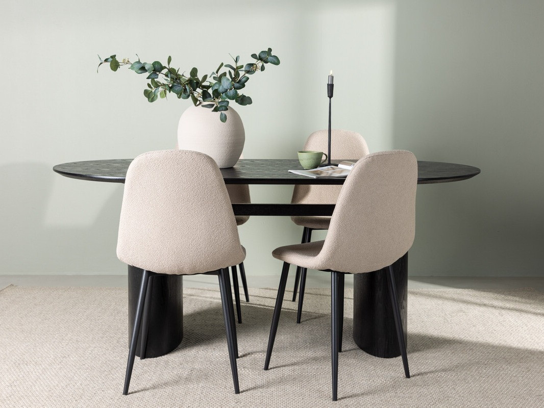 Salle à manger complète Dallas 4559 (Beige + Noir)