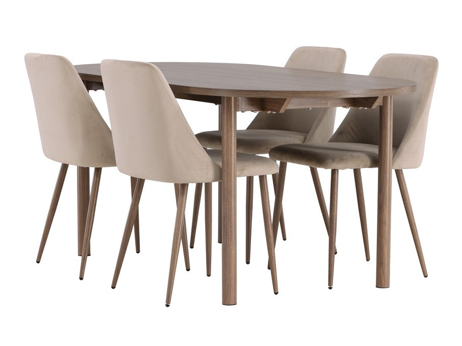 Salle à manger complète Dallas 4130 (Beige + Noix)