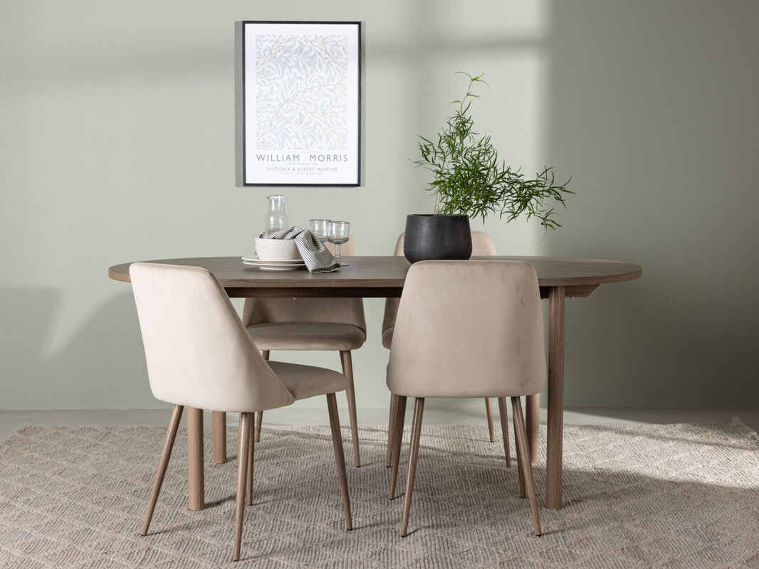 Salle à manger complète Dallas 4130 (Beige + Noix)