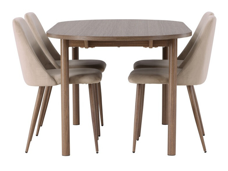 Salle à manger complète Dallas 4130 (Beige + Noix)