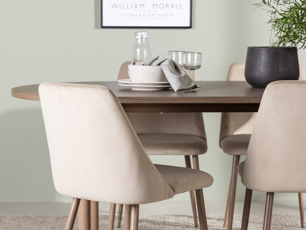 Salle à manger complète Dallas 4130 (Beige + Noix)