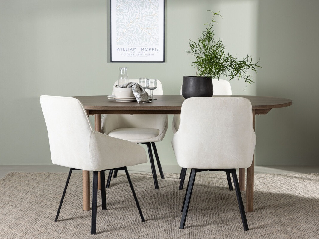 Salle à manger complète Dallas 4131 (Beige + Noir)