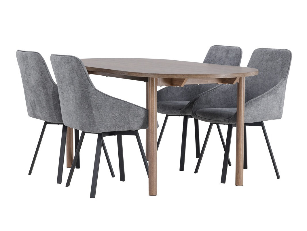 Salle à manger complète Dallas 4131 (Gris + Noir)