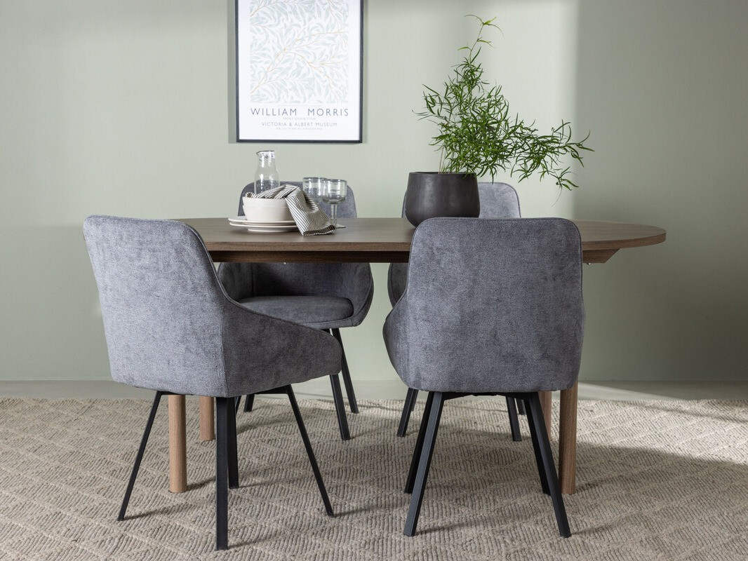 Salle à manger complète Dallas 4131 (Gris + Noir)