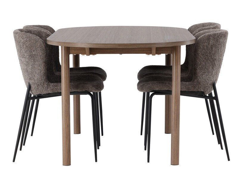 Salle à manger complète Dallas 4132 (Marron + Noir)