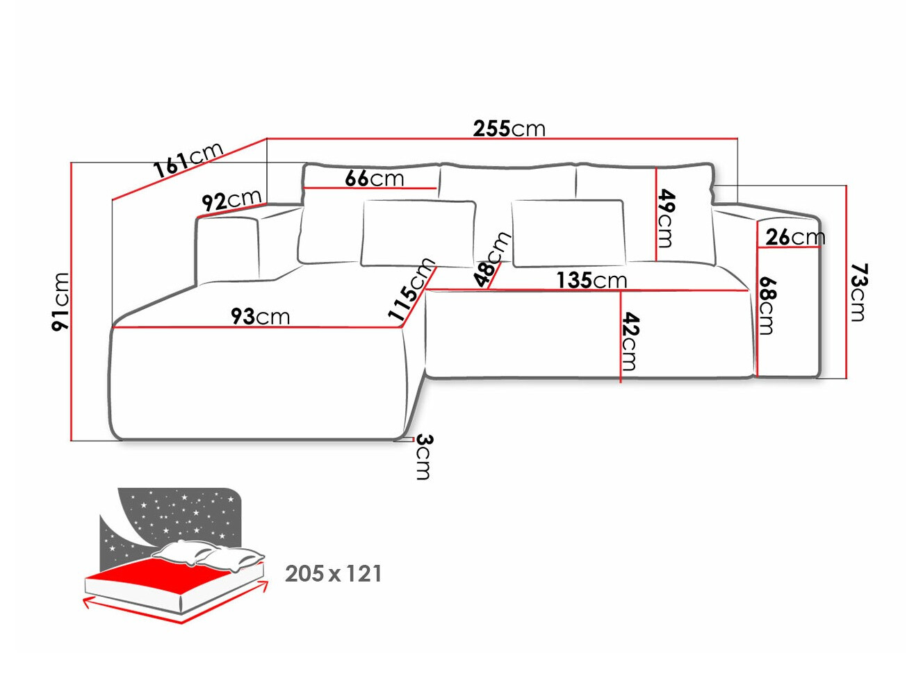 Canapé d'angle Arvada 116 (Poso 05)