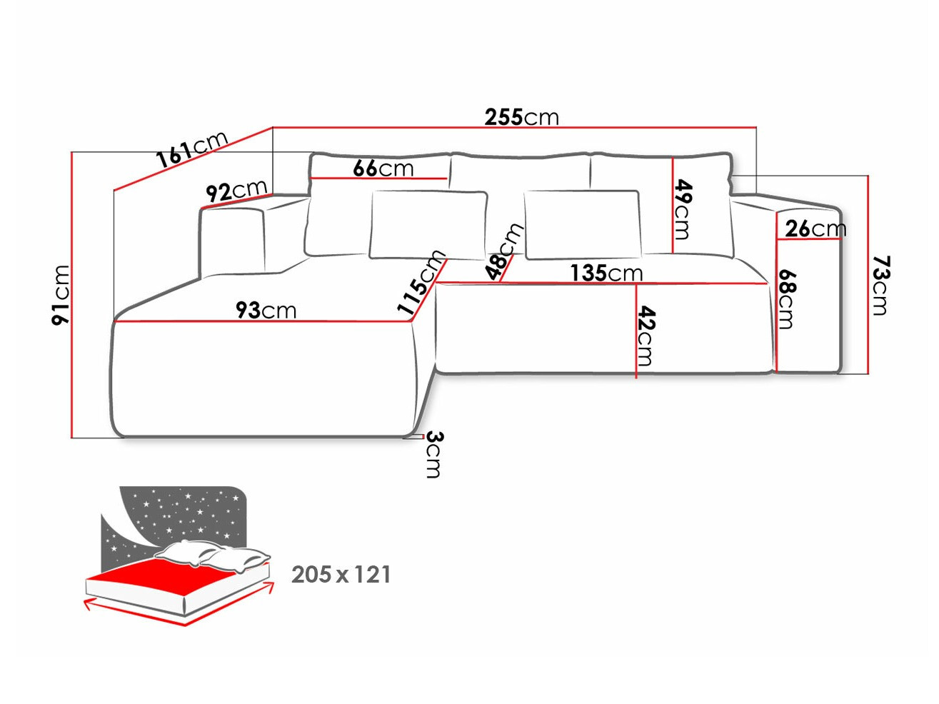 Canapé d'angle Arvada 116 (Poso 05)