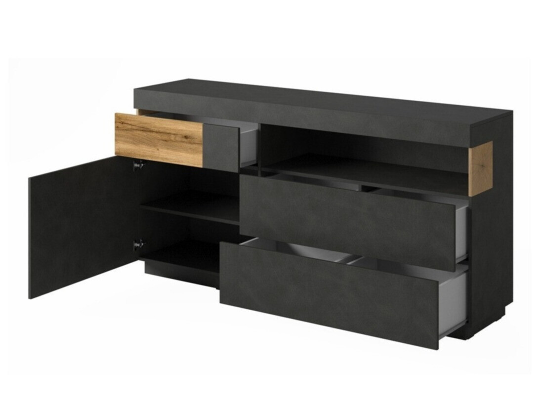 Commode Livlore 107 (Matera gris + Chêne wotan)