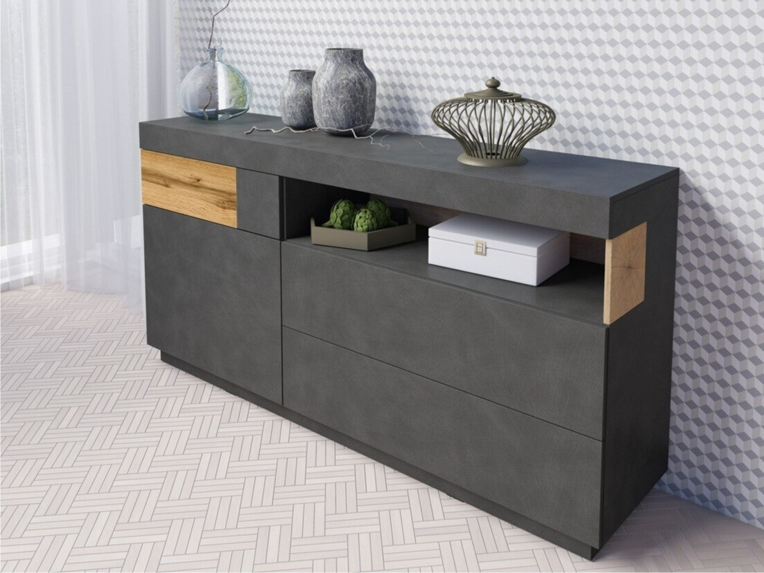 Commode Livlore 107 (Matera gris + Chêne wotan)