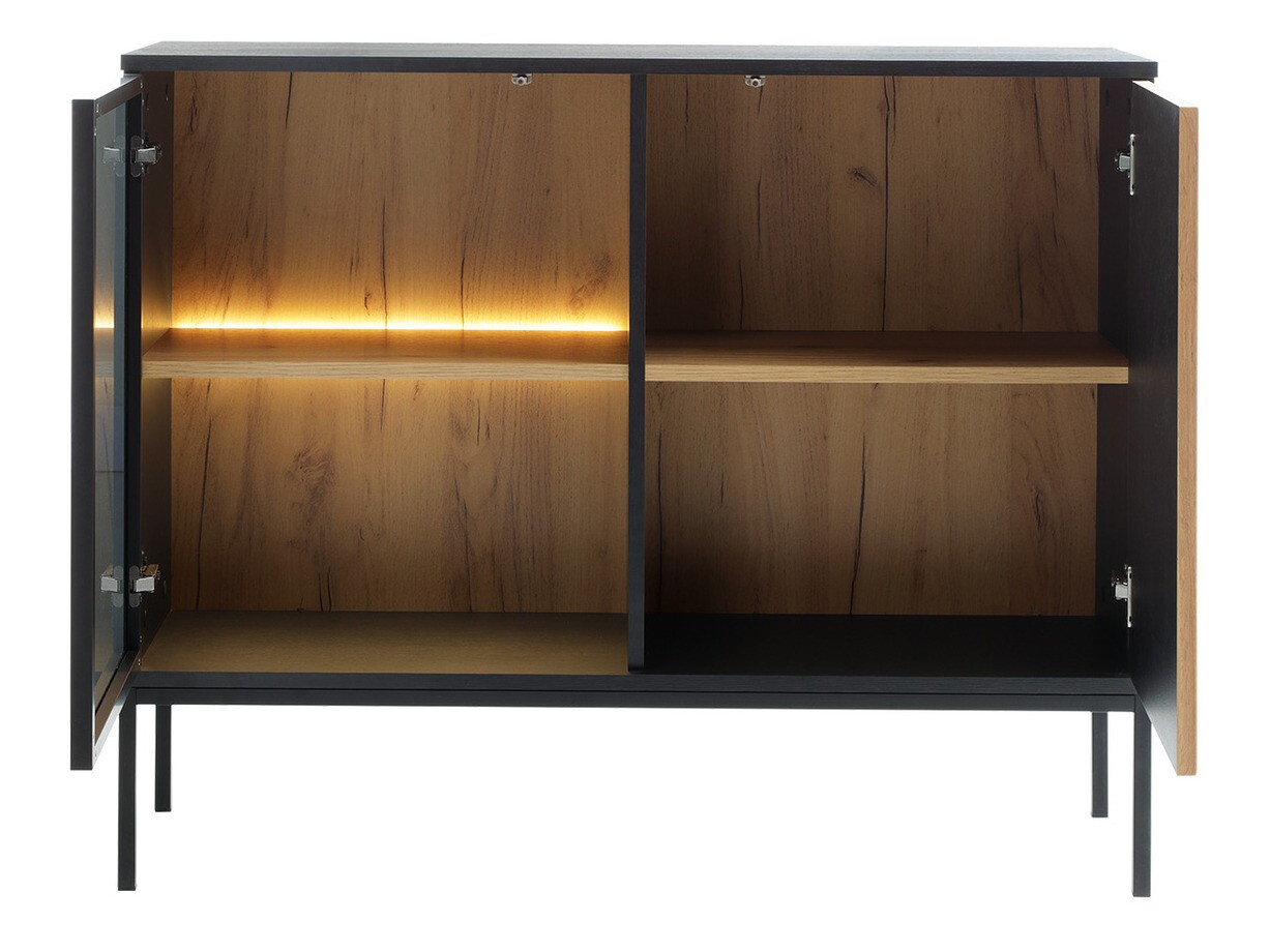 Ensemble de salon Manal (Noir + Chêne wotan)