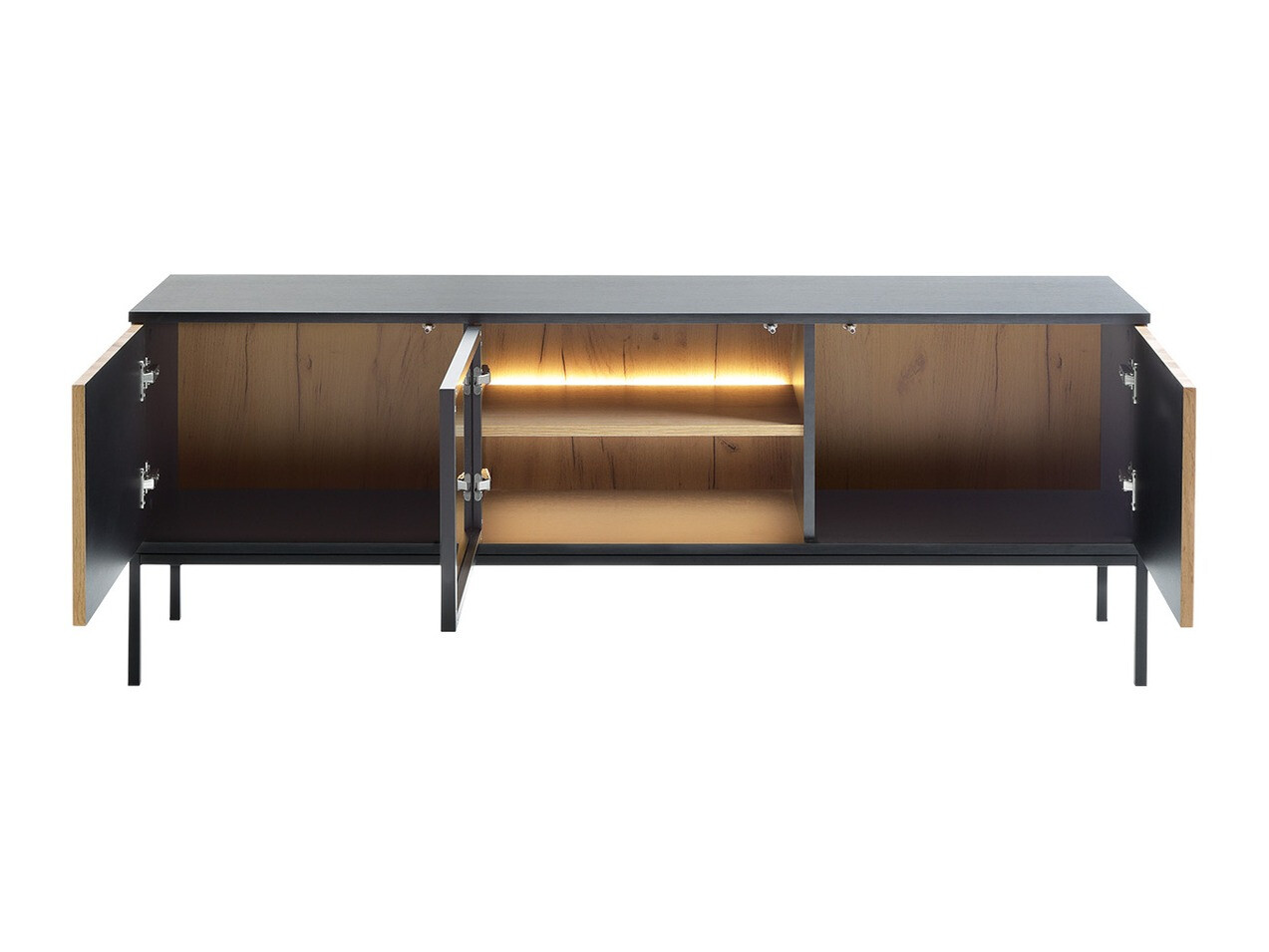 Ensemble de salon Manal (Noir + Chêne wotan)