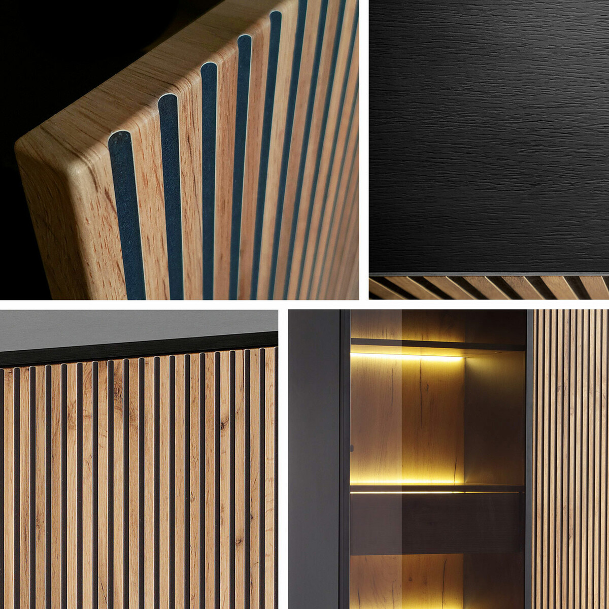 Ensemble de salon Soferi 114 (Noir + Chêne wotan)