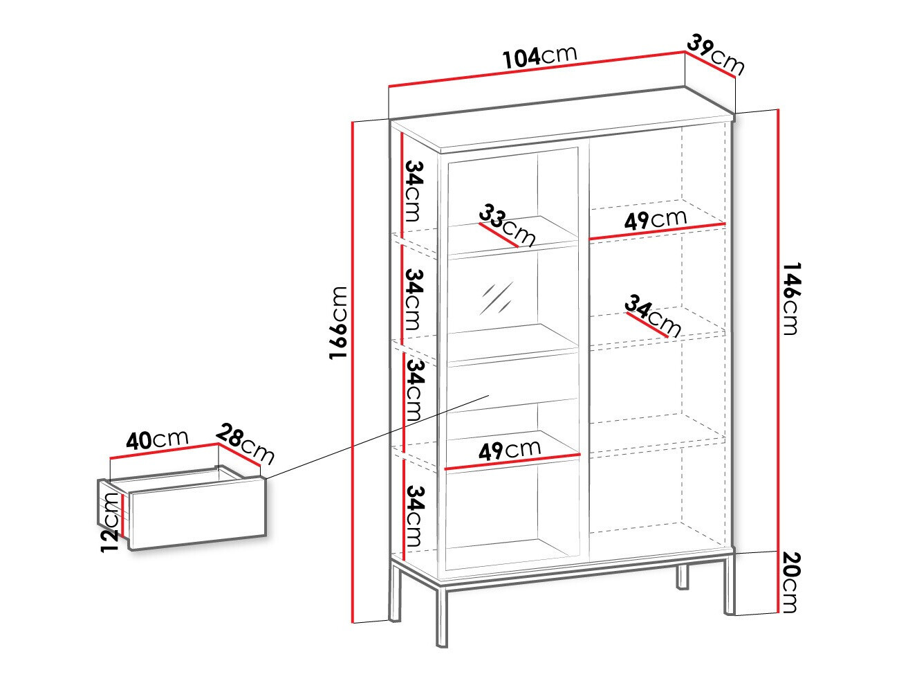 Étagère Manal (Noir + Chêne wotan)