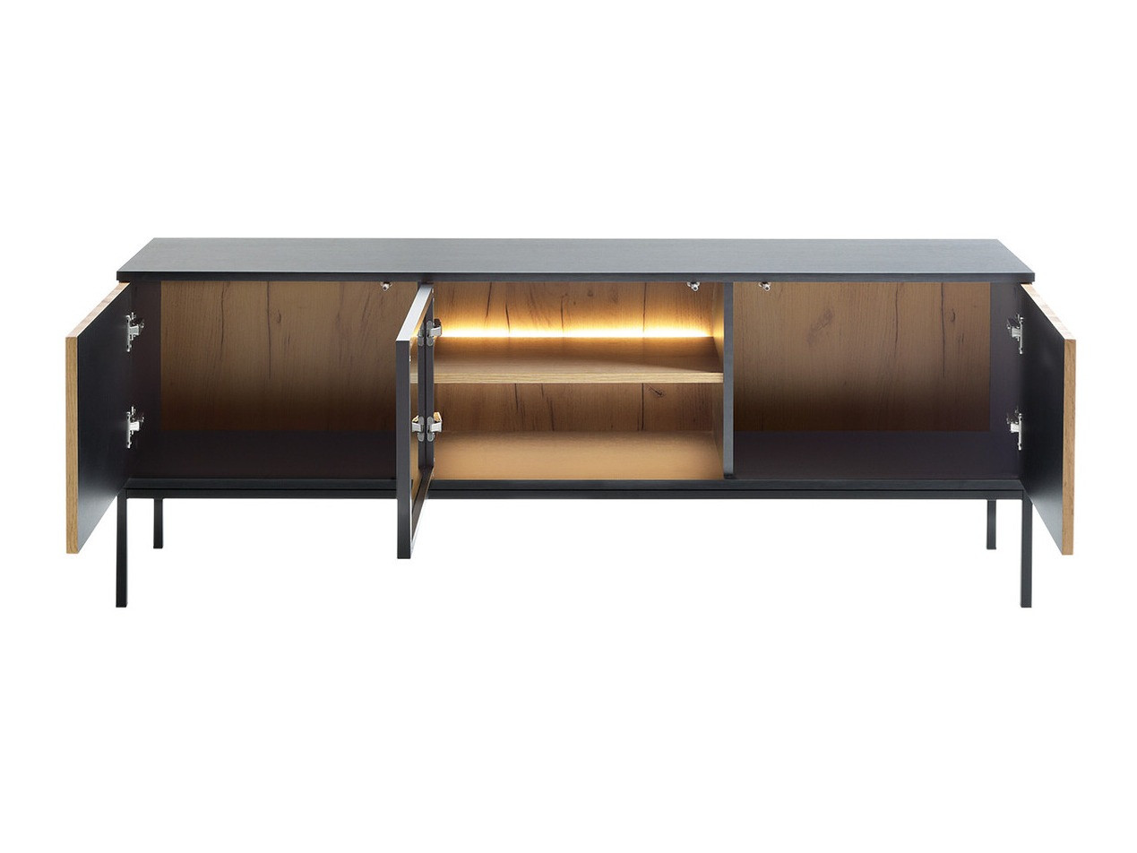 Meuble TV Manal (Noir + Chêne wotan)