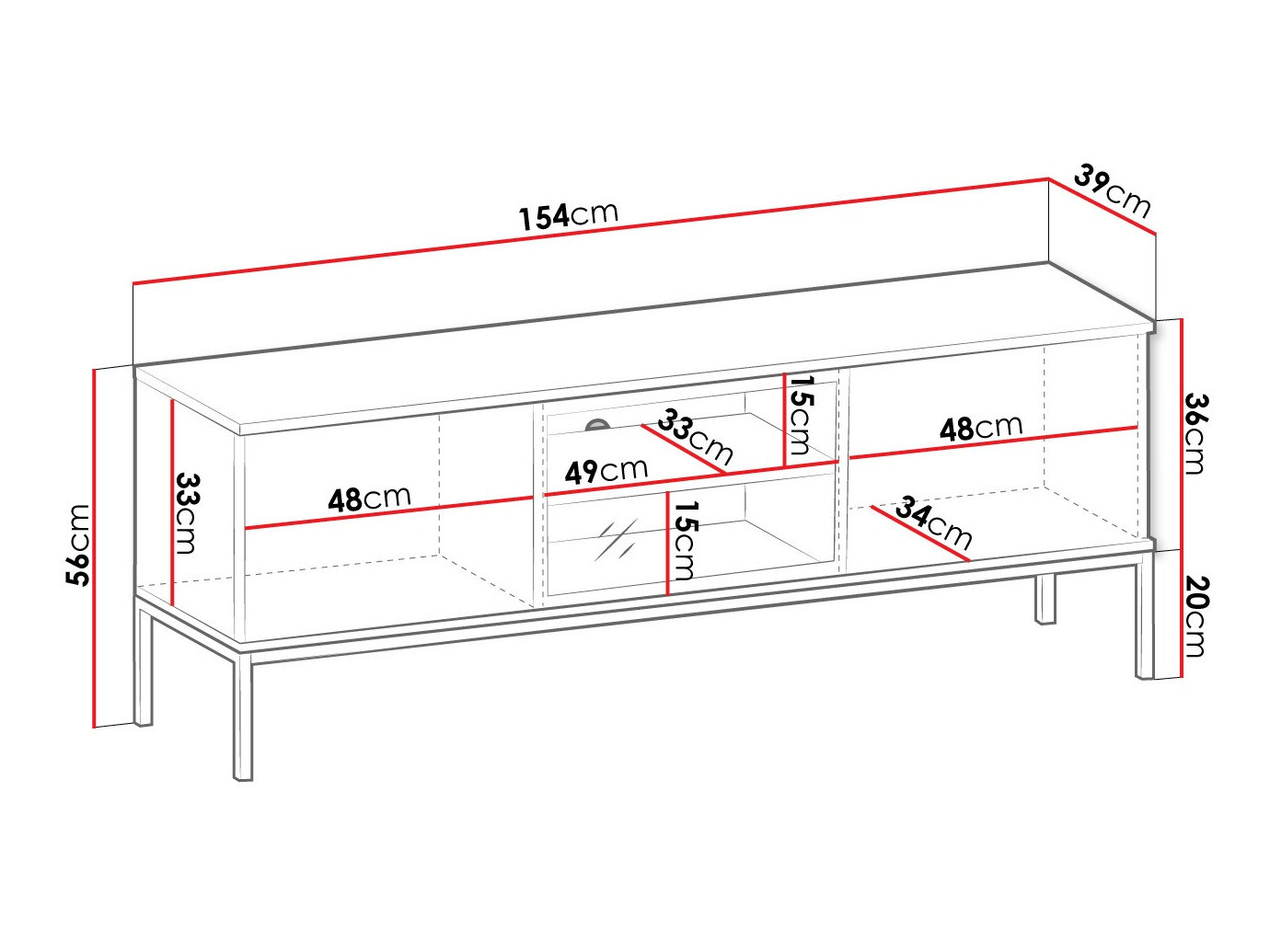 Meuble TV Soferi 111 (Noir + Chêne wotan)