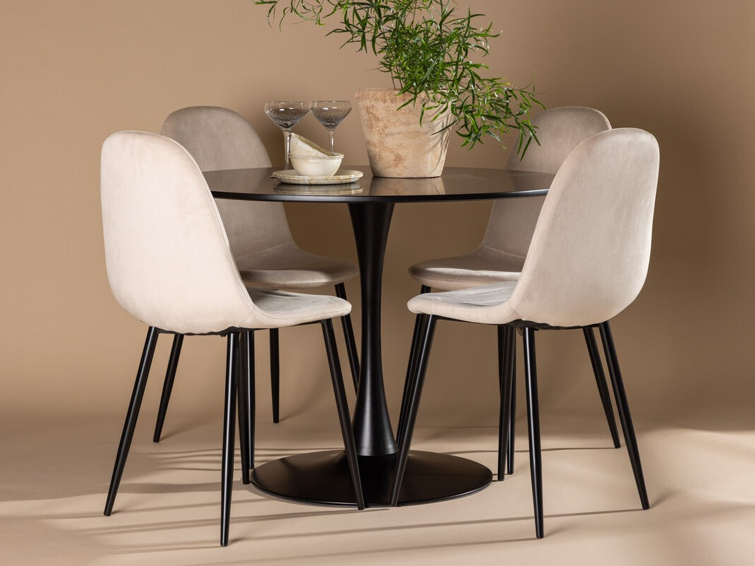 Salle à manger complète Dallas 4163 (Beige + Noir)