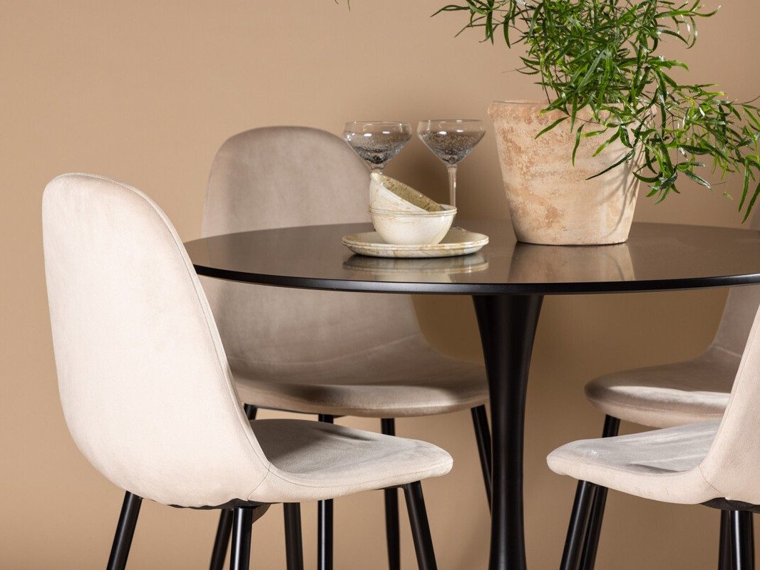 Salle à manger complète Dallas 4163 (Beige + Noir)