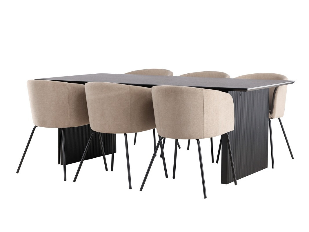 Salle à manger complète Dallas 4182 (Beige + Noir)