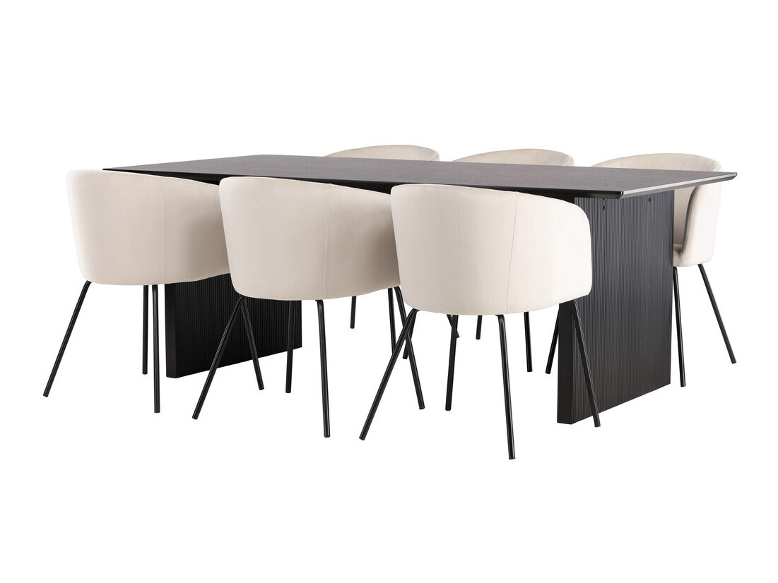 Salle à manger complète Dallas 4182 (Crème + Noir)