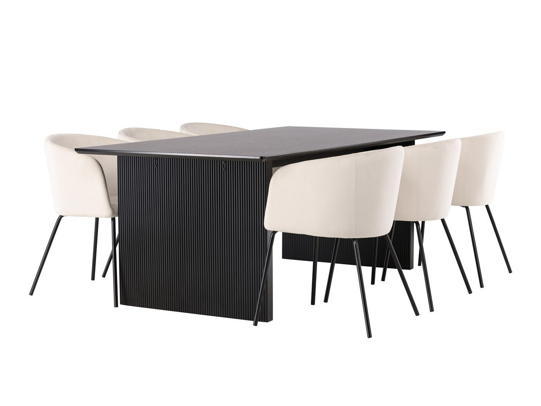 Salle à manger complète Dallas 4182 (Crème + Noir)