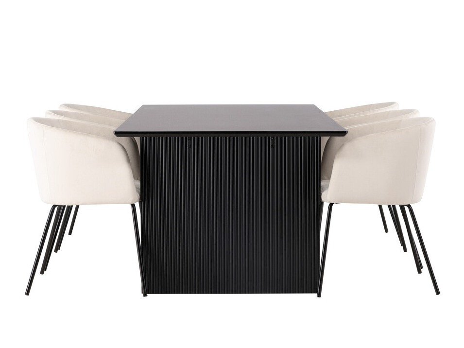 Salle à manger complète Dallas 4182 (Crème + Noir)