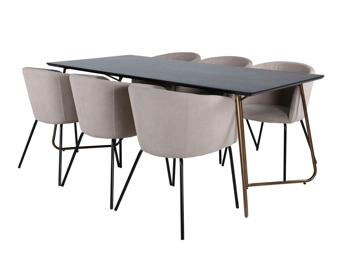 Salle à manger complète Dallas 4191 (Beige + Noir)