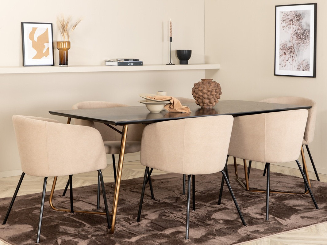 Salle à manger complète Dallas 4191 (Beige + Noir)