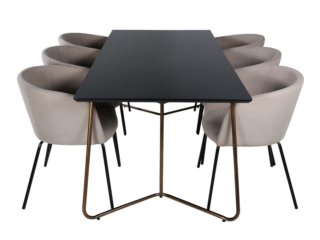 Salle à manger complète Dallas 4191 (Beige + Noir)