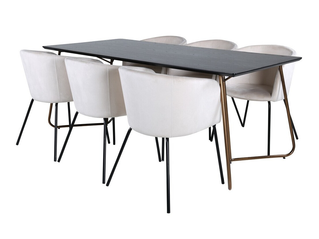 Salle à manger complète Dallas 4191 (Crème + Noir)