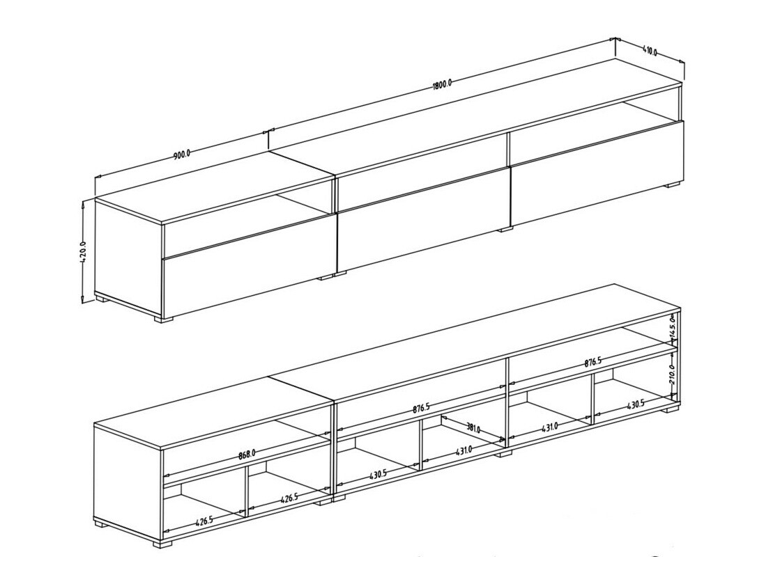 Meuble TV Serodeu 105 (Blanc + Blanc brillant)