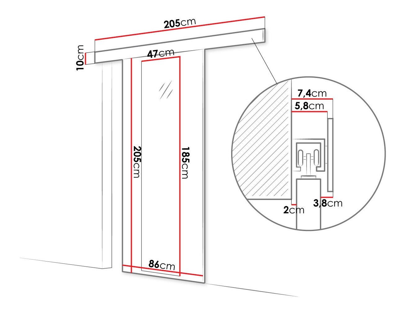 Porte coulissante Closico Materia IV (Blanc)