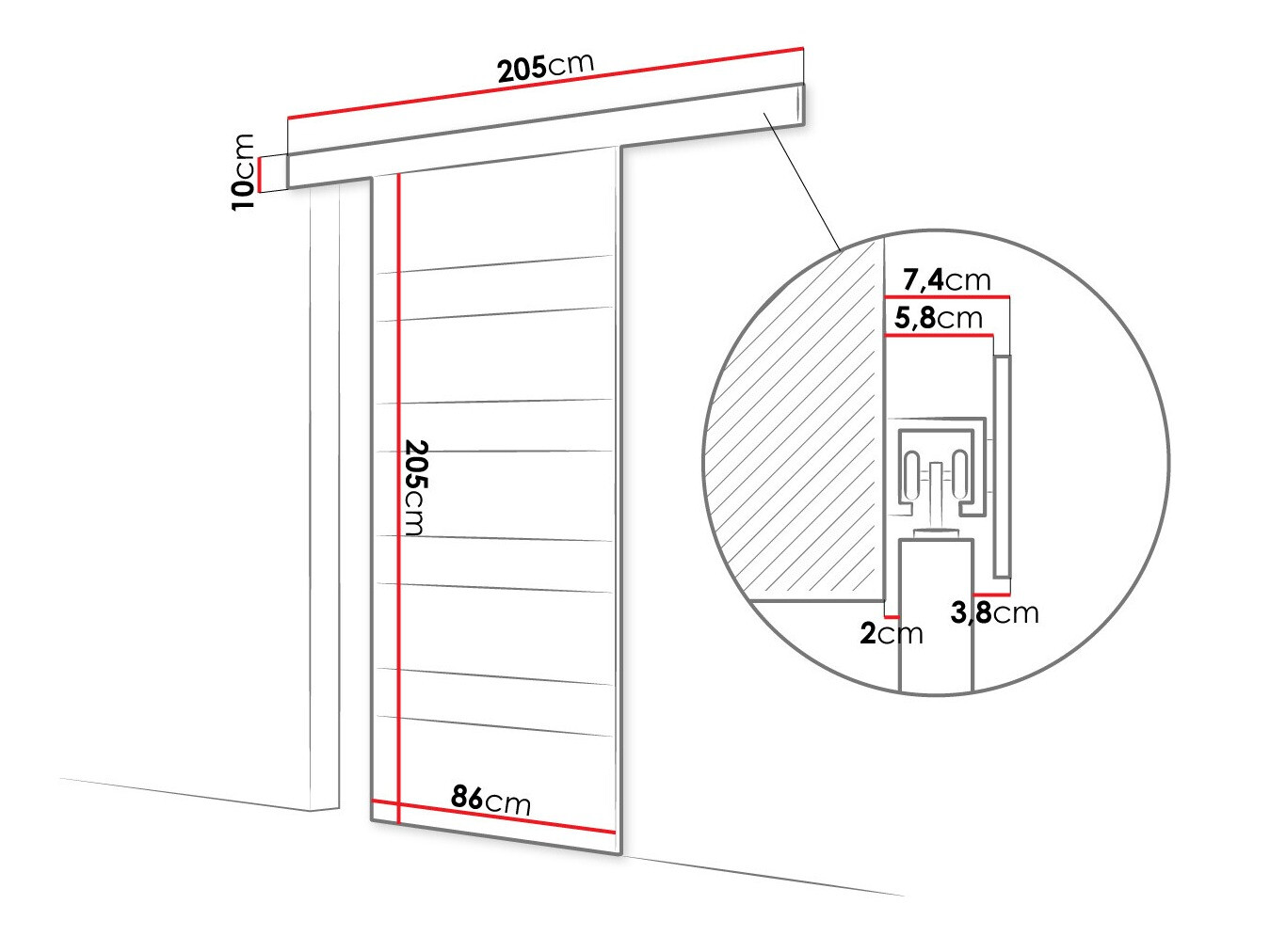 Porte coulissante Closico Materia V (Blanc + Noir)