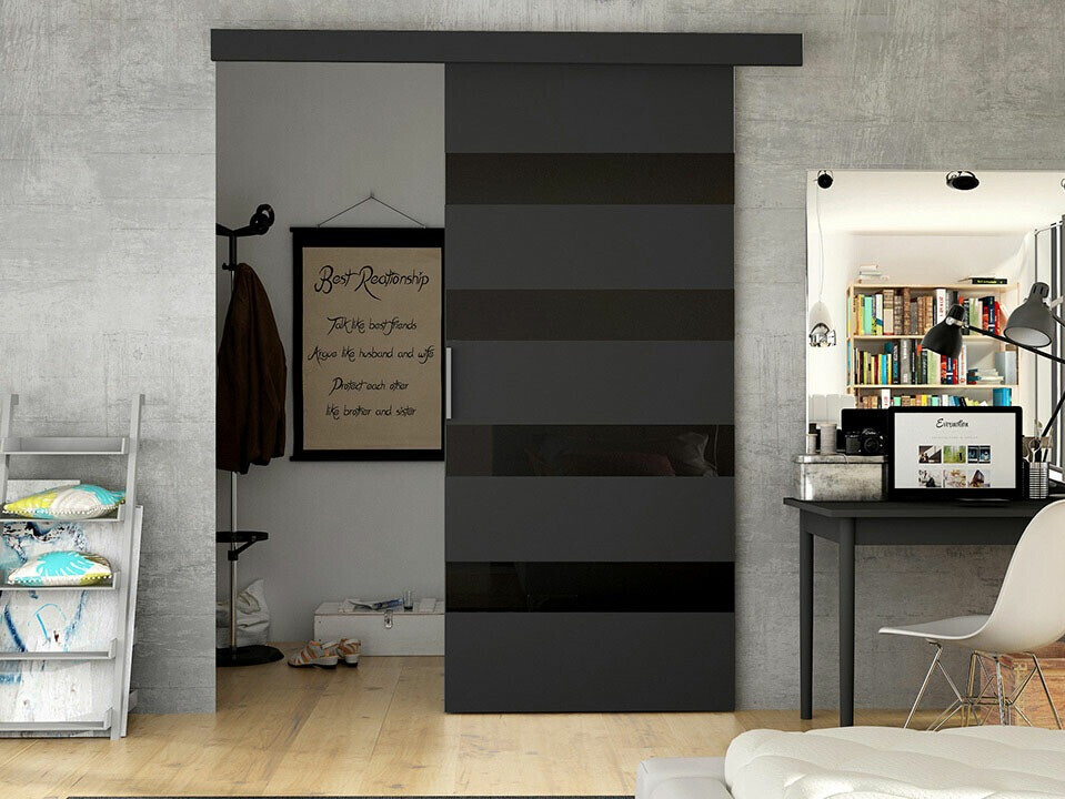 Porte coulissante Closico Materia V (Noir)