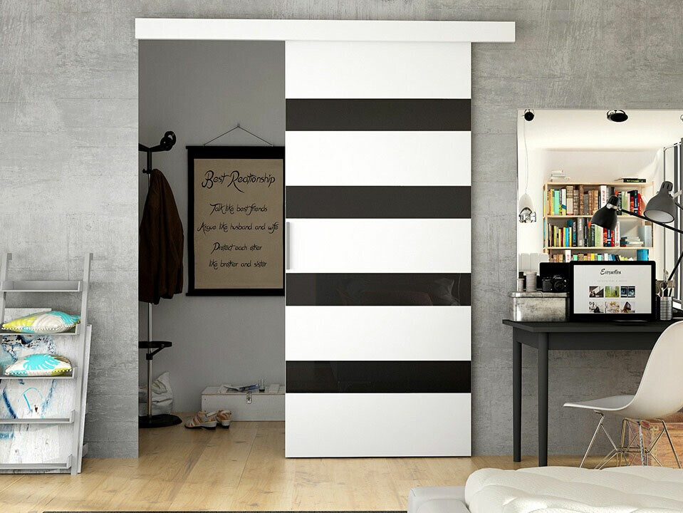 Porte coulissante Closico Portalis V (Blanc + Noir)