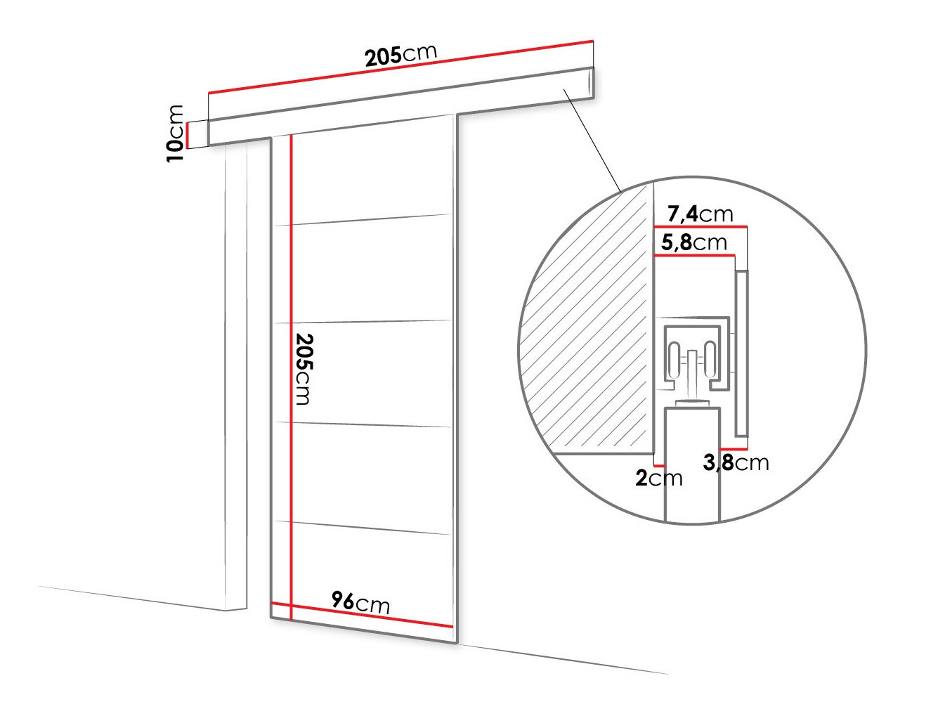 Porte coulissante Closico Portalis III (Blanc)