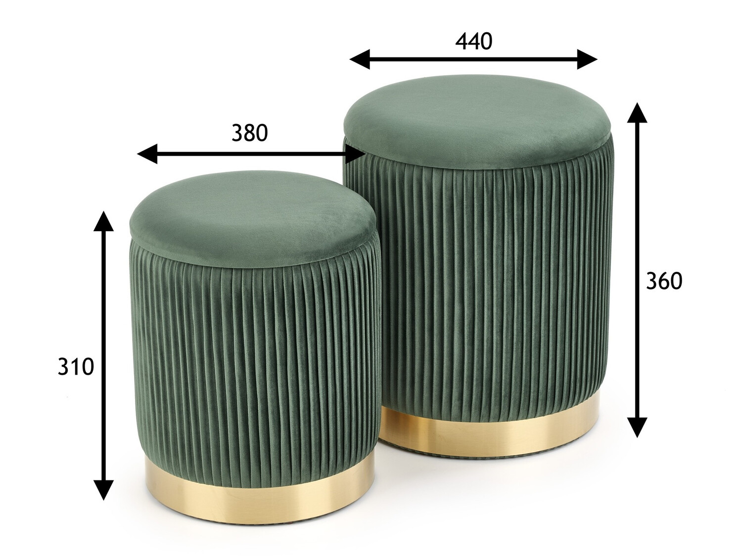 Ensemble de poufs Houston 1153 (Vert foncé)