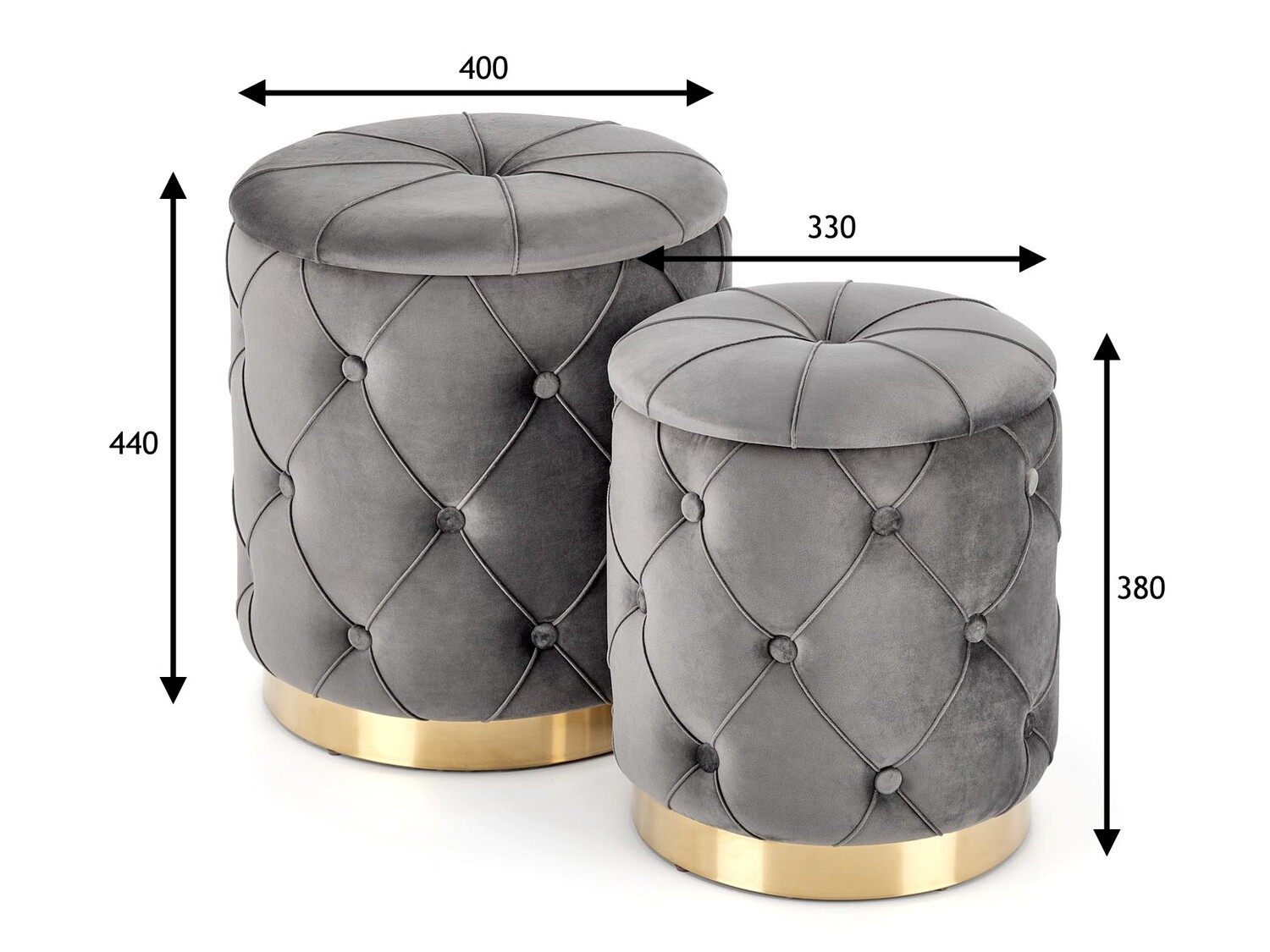 Ensemble de poufs Houston 1154 (Gris)