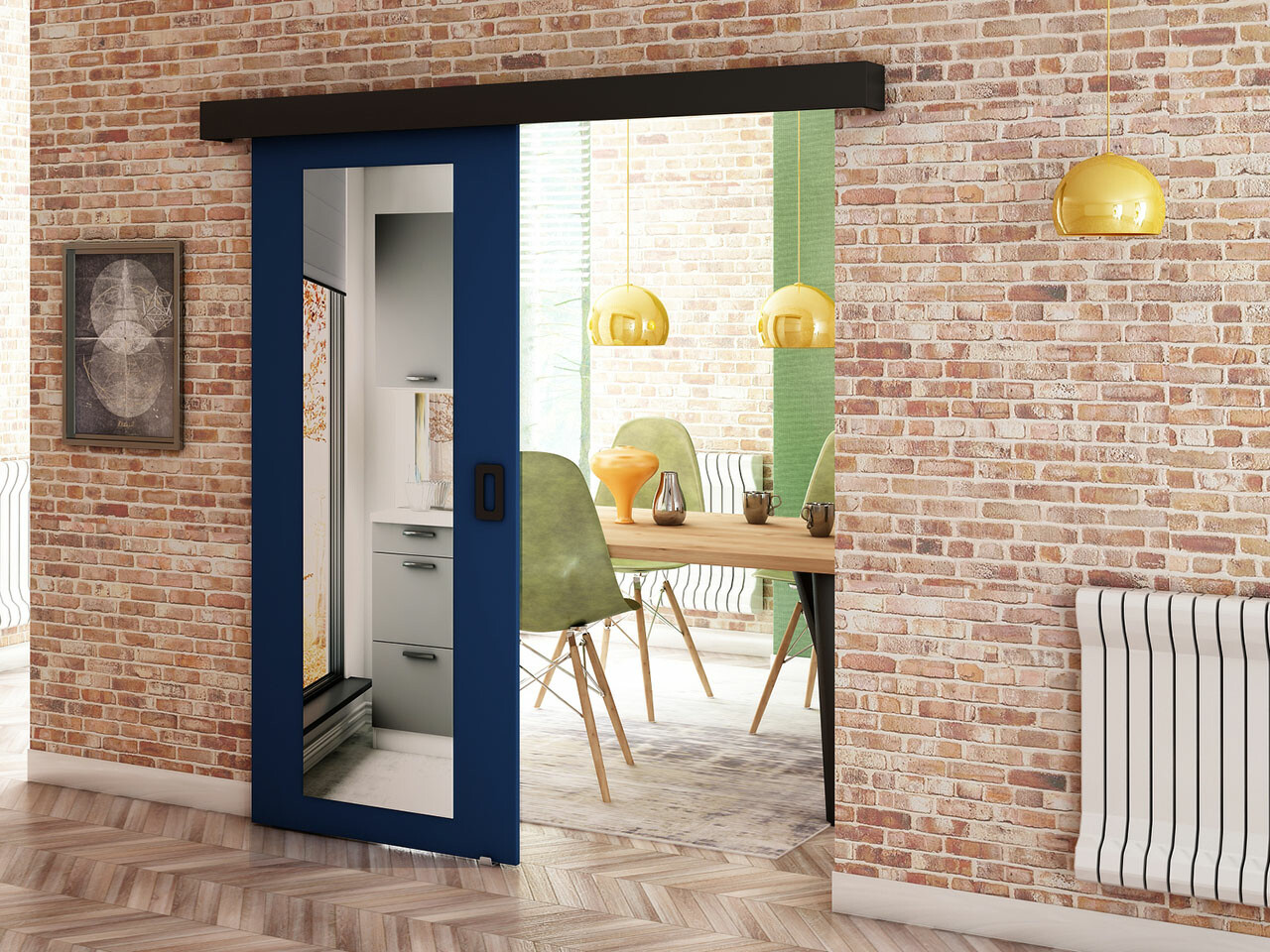 Porte coulissante Hartford 457 (Bleu foncé)