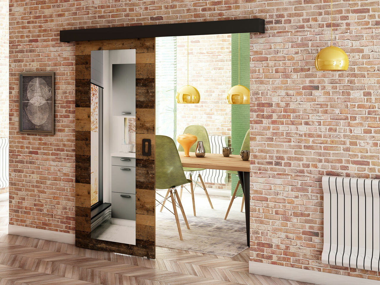 Porte coulissante Hartford 457 (Brun vieilli)