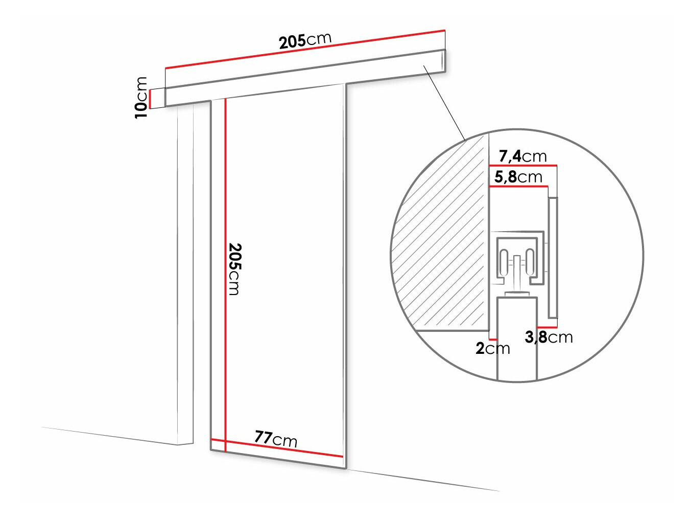 Porte coulissante Closico Fundus III (Blanc)