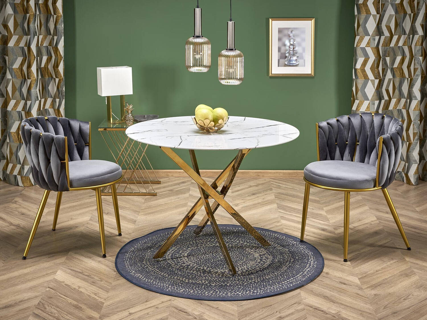 Table Houston 1538 (Doré + Marbre blanc)