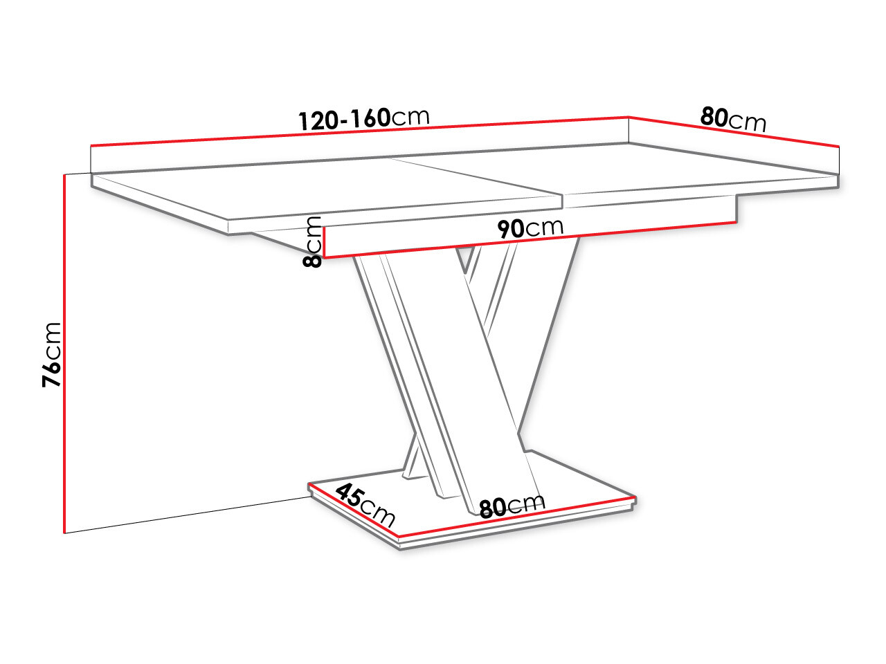 Table Musus (Blanc brillant + Noir brillant)